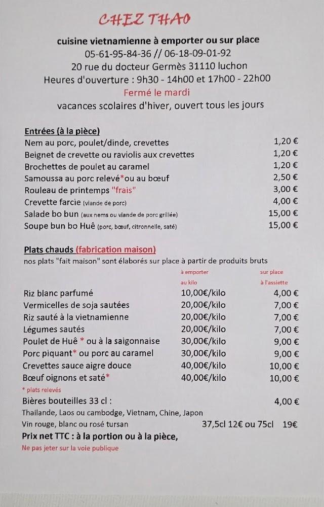 Chez Thao - Menu Image 1